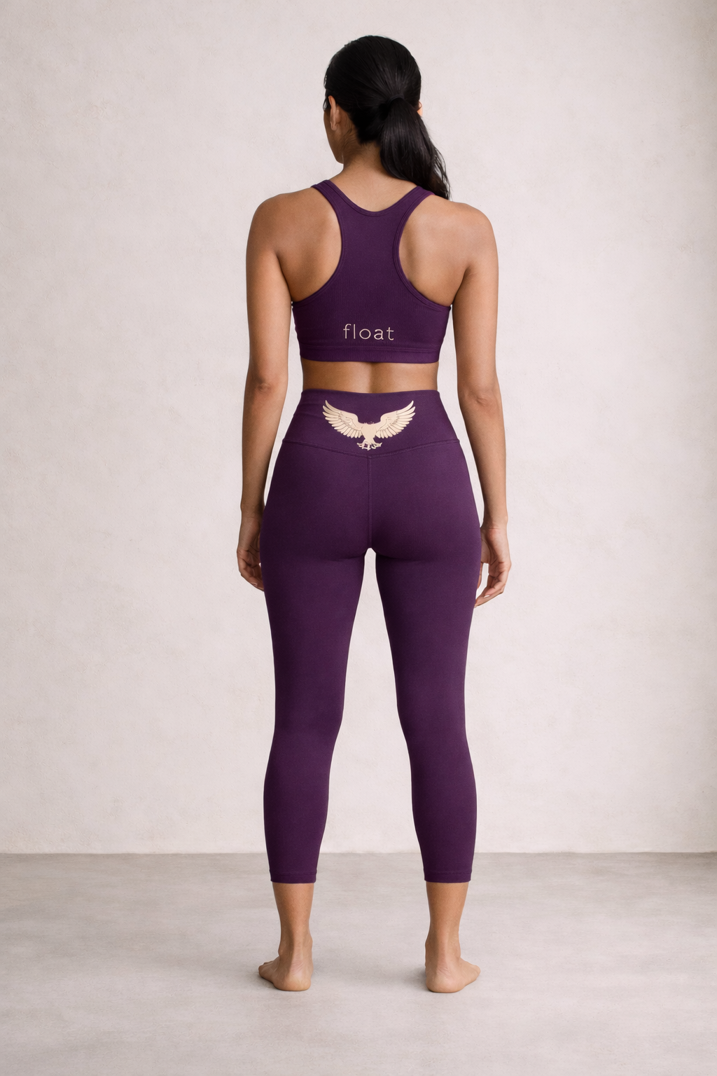 [colour: plum] Plum Compression Yoga Pants in buttery-soft, squat-proof OatTech™ fabric - high-waisted, moisture-wicking and breathable for yoga, studio and lounge. Anti-hustle comfort, built for Indian heat.